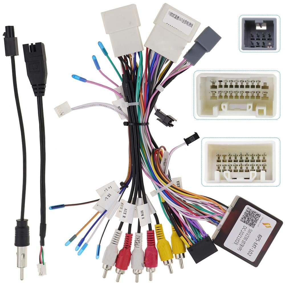 16PIN Car Radio Stereo Power Cable Harness Wire Compatible for Mitsubishi Lancer EX Pajero Outlander 2014~20 wtih Factory Rockford Amplifier and OEM Backup Camera