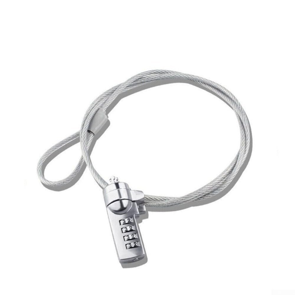 Combination Lock With Steel Wire Rope For Security Of Laptops, Desktops And Docking Stations, Featuring Resettable 4 Digit Code