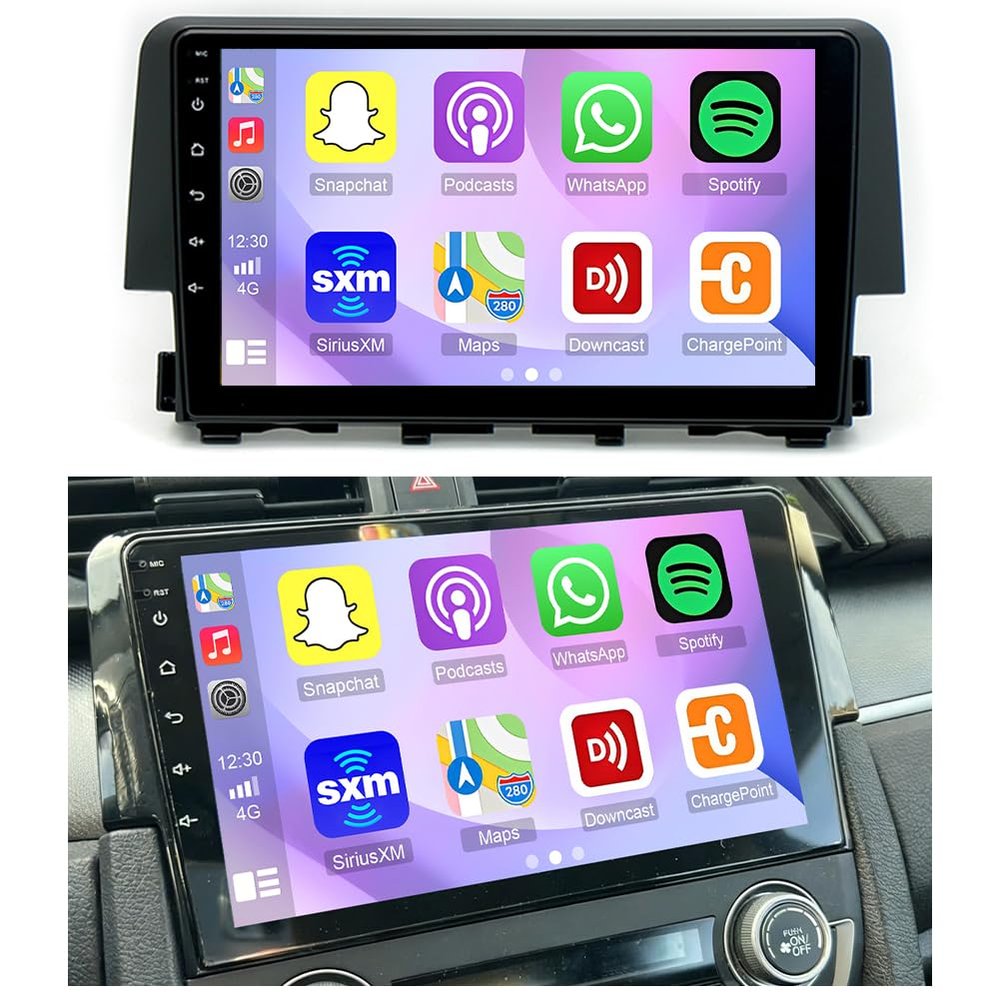 2+64G Android 15 Car Radio Stereo for Honda Civic 2016 2017 2018 2019 2020,9" Touchscreen Head Unit,with Wireless Carplay & Android Auto,GPS Navigation,HD Backup Camera,WiFi 6,Bluetooth 5.4,FM,SWC