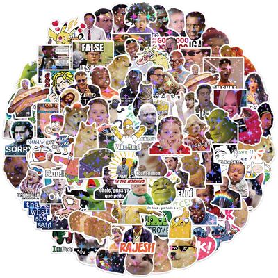 100PCS Funny Holographic Stickers Pack, Waterproof Vinyl Meme Stickers for Laptop, Water Bottle, Phone, Kindle, Journal, Scrapbook, Bumper, Skateboard, Luggage