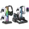 KDD RGB Headset Controller Stand & Headphone Stand with Charger Port and Storage view 1
