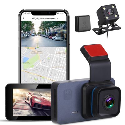 Dual Dash Cam Front and Rear Inside | 1080P Car DVR Camera Built-in GPS | APP Control | 150 Wide Angle | Super Night Vision | 24/7 Parking Monitor with G-Sensor | Loop Recording