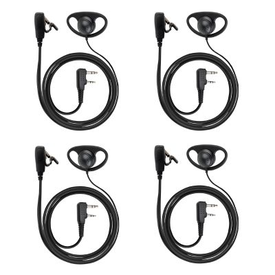 CENMIGO D-Type Walkie Talkie Earpiece with PTT Mic Headset Accessorie. Two-Way Radio Earpiece (2-Pin K-Type 4 Pack)