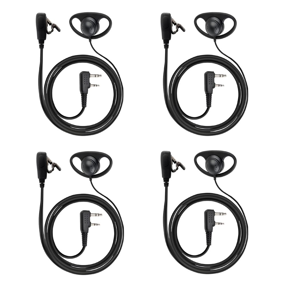CENMIGO D-Type Walkie Talkie Earpiece with PTT Mic Headset Accessorie. Two-Way Radio Earpiece (2-Pin K-Type 4 Pack)