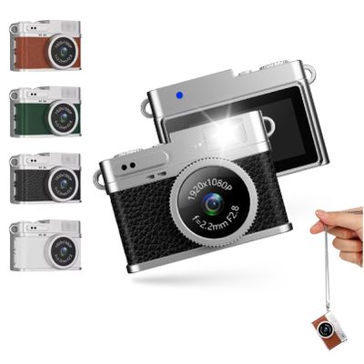 Bewinner Mini Keychain Camera 128GB, 1080P FHD Video Recorder Digital Camera with 0.96 Inch Color Screen & Flash Light 6 Filters, Rechargeable Small Retro Cameras for Travel Vlog (Black)
