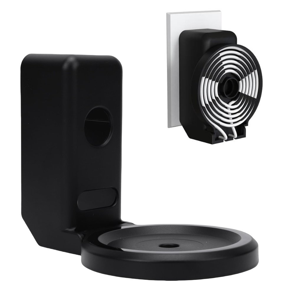 ASHATA Wall Mount Holder for Dot 5th 4th Generation, ABS No Drill Smart Speaker Bracket, with Cable Management, for Bathroom Kitchen Living Room Bedroom (Black)