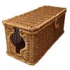 blloocod Cord Organizer Cable Management Box, Power Strips Container Case with Imitation Rattan Design for Office Bedroom TV Desk Cord Organization- 32cmx13cmx13cm view 3