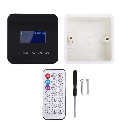 Wisoqu Wall Mount Music Amplifier, 2 Channel, Bluetooth 5.0, Wireless Infrared Remote Control, 1.7 inch LCD Screen, Connect 2 Speakers, Support MP3 WMA WAV AAC APE (Black)