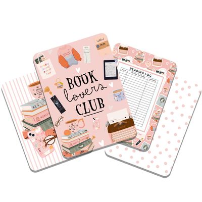 Pink Whimsical Book Lover Club Insert Bundle for Kindle Clear Case 11th & 12th Generation Paperwhite & Colorsoft, Decorative Cardstock Insert fits Kindle Clear Cases 4 Pieces