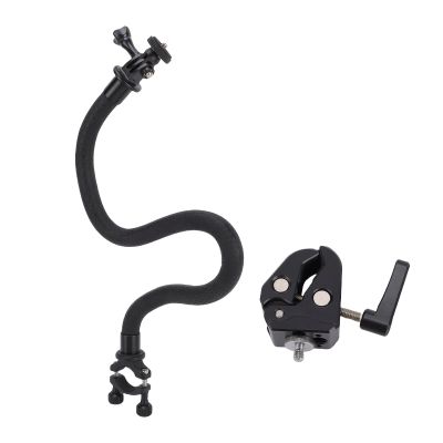 Bewinner Gooseneck Clamp Camera Mount, 180 Rotation Flexible Gooseneck Camera Stand, 1/4 Inch Universal Screw Cam Holder Bracket for Microphone Phone
