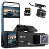 3 Channel Dash Cam Front and Rear Inside | 1080P Car DVR Camera | 170 Wide Angle | Included 64GB Card | Super Night Vision | Parking Monitor | Loop Recording | Reversing Camera view 1