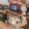 Dollhouse TV 1:12 Scale USB Rechargeable Mini TV Toy That Can Play Video with LCD Screen & 180 Rotatable Antenna Dollhouse Furniture for DIY Setting, Red view 2