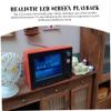 Dollhouse TV 1:12 Scale USB Rechargeable Mini TV Toy That Can Play Video with LCD Screen & 180 Rotatable Antenna Dollhouse Furniture for DIY Setting, Red view 4