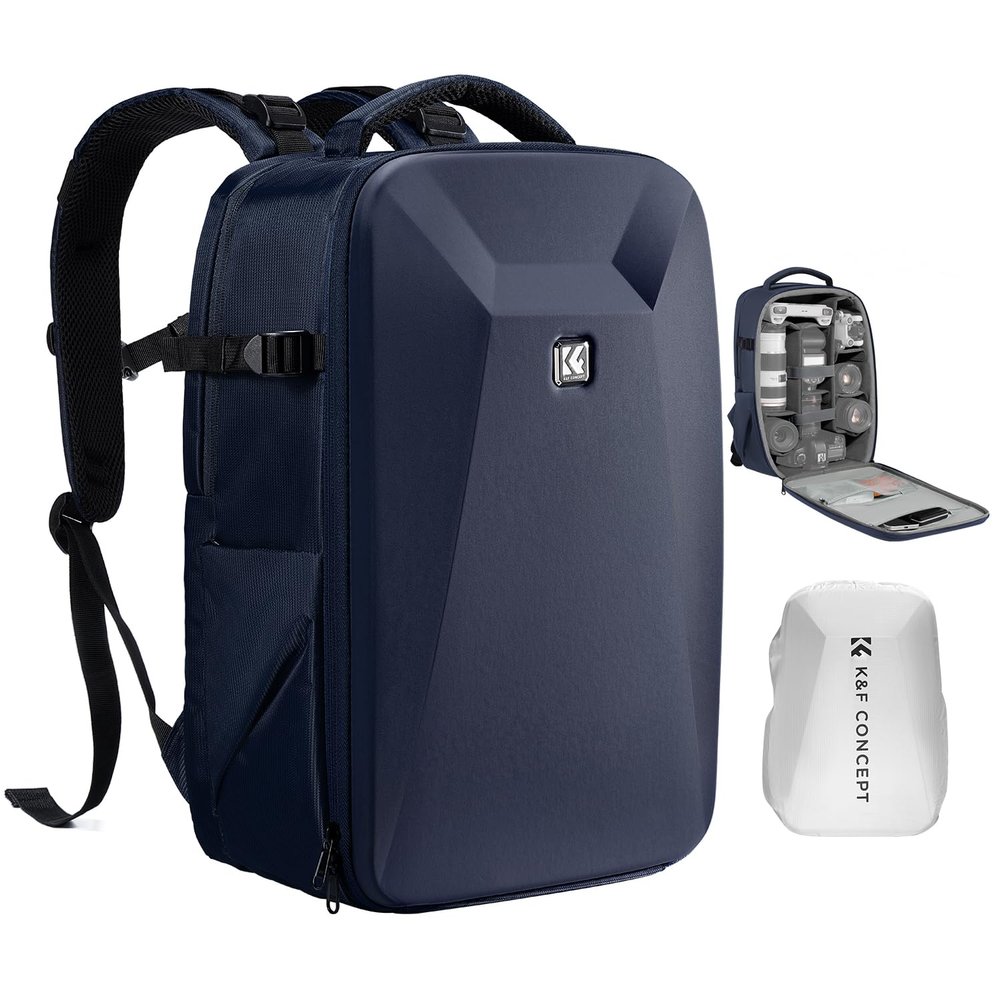 K&F CONCEPT Camera Backpack,Hardshell Photography DSLR Camera Bag with 15-15.6 Inch Laptop Compartment Hard Shell Camera Case Compatible with Canon/Nikon/Sony/DJI Mavic Drone
