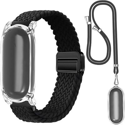 2-in-1 Wristband & Neckband for Plaud NotePin AI Voice Recorder - High-Clarity PC Case & Breathable Magnetic Nylon Strap & Adjustable Neck Strap - Sports, Business, Men & Women (Black)