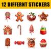 12 Pcs Christmas Candy Stickers Set, Cute Gingerbread Cookie Cupcake Lollipop Candy Cane House Design, Holiday Vinyl Stickers for Laptop, Water Bottle, Phone, Window, Helmet 4 Inches view 2
