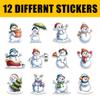 12 Pcs Snowman Stickers Set, Cute Winter Snowman Designs with Gifts, Broom, Umbrella, Lantern, Tree and Cozy Accessories, Holiday Stickers for Laptop, Water Bottle, Phone, Window, Helmet 8 Inches view 2