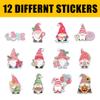 12 Pcs Christmas Gnome Stickers Set, Cute Holiday Scandinavian Designs with Candy Cane, Gift, Gingerbread, Cocoa Cup, Poinsettia and Snowflake Hats, Festive Vinyl Stickers Laptop Bottle 4 Inches view 2