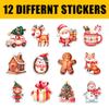 12 Pcs Christmas Stickers Set, Holiday Characters with Santa, Reindeer, Gingerbread, Snowman, Fox, Elf, Gift Box Cocoa Cup, Festive Stickers for Laptop, Water Bottle, Phone, Window, Helmet 6 Inches view 2