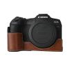 R8 Case, PU Litchi Leather Camera Bag Bottom Opening Half Body Case Cover Shell for Canon Eos R8 with Neck Strap (Coffee) view 2