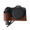 R8 Case, PU Litchi Leather Camera Bag Bottom Opening Half Body Case Cover Shell for Canon Eos R8 with Neck Strap (Coffee) view 3