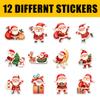 12 Pcs Santa Claus Stickers Set, Classic Christmas Santa Designs with Gifts, Tree, Reindeer, Moon and Lantern, Holiday Vinyl Stickers for Laptop, Water Bottle, Phone, Window, Helmet 6 Inches view 2