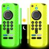 (2 Pack) Wevove (newestmodel) Soft Protective Remote Cover, Anti-Slip Shockproof Silicone Protective Case with Lanyard Glow in The Dark (Glow Green&Yellow) view 1