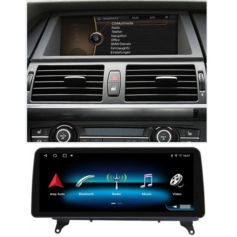 10.25'' Car Stereo with Wireless CarPlay Android Auto with CIC-System fit for BMW X5 E70 X6 E71 E72 xDrive30d xDrive35d 35i 40d 50i M50d, HD Touchscreen Radio Bluetooth, Mirror Link, FM, SWC