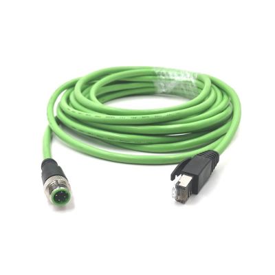BLUPOWHT M12 to RJ45 Connector Network RJ45 Connector Straight Bent 4Pin 8Core A/D/X Sensor High Flexibility Shielded Network Cable(4 core,1M_D)