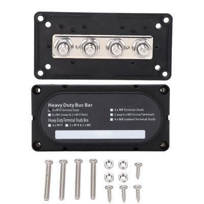 Klanata Heavy Duty Bus Bar Box, 300A 48V DC Power Distribution Block with 6 Removable for 12V to 48V Cars, Trucks, RVs, Boats