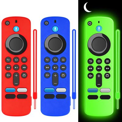 (3 Pack) Wevove (newestmodel) Soft Protective Remote Cover, Anti-Slip Shockproof Silicone Protective Case with Lanyard Glow in The Dark (Glow Green&Dark Blue&Dark Red)