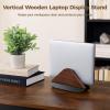 Deskium Adjustable Wooden Vertical Laptop Stand, Desktop Holder For Laptop, Tablet, E-Book, Non-Slip Plastic Base, Anti-Scratch Silicone Pads, 1 In Max Clamp Thickness, Black Walnut Color view 2