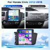 10.4inch 4G+64G Car Radio Stereo for Honda Civic 2012-2015 with Tesla Style Touch Screen Android 15 Wireless CarPlay/Android Auto DSP GPS WiFi 5.0Bluetooth FM/RDS SWC AHD Backup Camera view 2