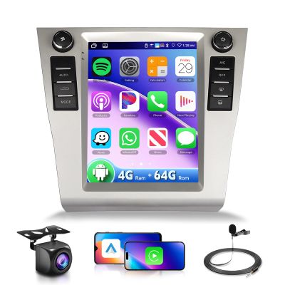 10.4inch 4G+64G Car Radio Stereo for Toyota Camry 2006-2011 with Tesla Style Touch Screen Android 15 Wireless CarPlay/Android Auto DSP GPS WiFi 5.0Bluetooth FM/RDS SWC AHD Backup Camera