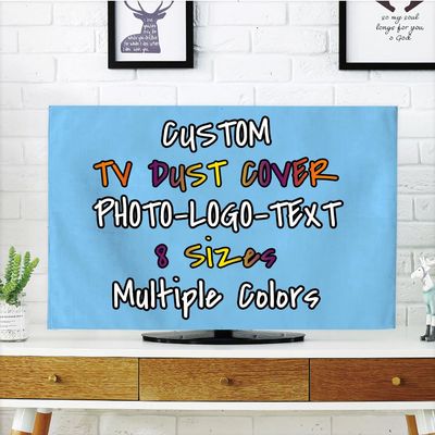 BENUSIO Custom TV Dust Cover for Desktop and Hanging TV Personalized Screen Protective Cover with Photo Logo Text Living Room Decoration, LightSkyBlue, For 65" TV