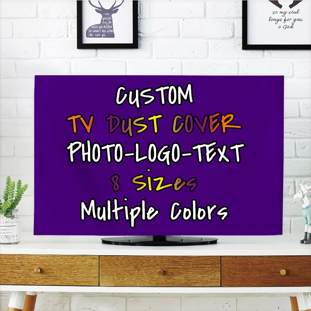 BENUSIO Custom TV Dust Cover with Photo Logo Text Personalized Dustproof TV Screen Monitor Protective Cover Indoor Decor, Indigo, For 42" TV