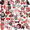 100 Pcs Downtown Girls Stickers for Women, Red Bow Cherry Aesthetic Bulk Stickers for Journaling, Cute Black Cat Waterproof Vinyl Decals DIY Water Bottle Laptop Decoration Gift for Kids view 1