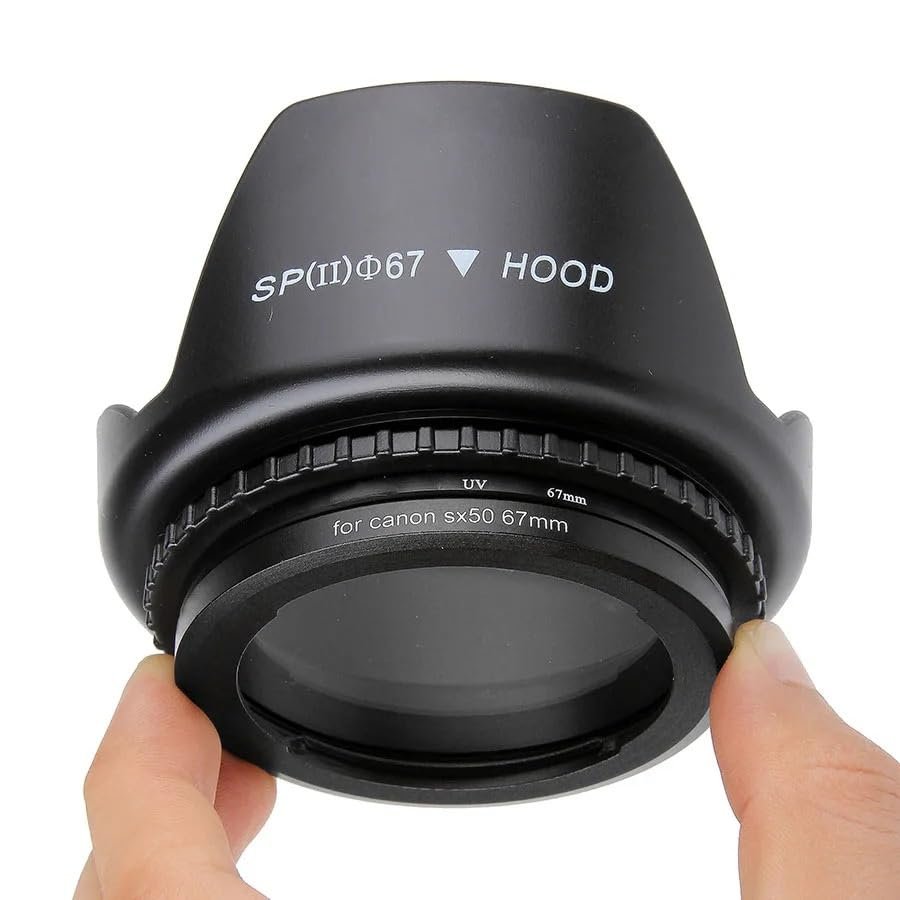 4IN1 Camera Lens Adapter Ring for Canon PowerShot SX40 SX50 SX60 SX70 SX520 SX530 SX540 HS to 67mm UV Filter Lens Hood Lens Cap Excellent