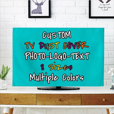 BENUSIO Custom TV Dust Cover with Photo Logo Text Personalized Dustproof TV Screen Monitor Protective Cover Indoor Decor, Darkturquoise, For 50"/52" TV