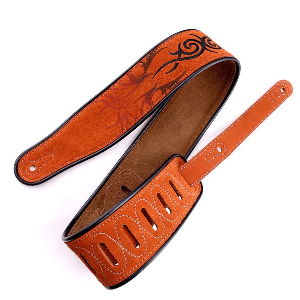 MVNOIRE Brown Leather Strap Hand-embroidered Widened and Thickened Electric Guitar