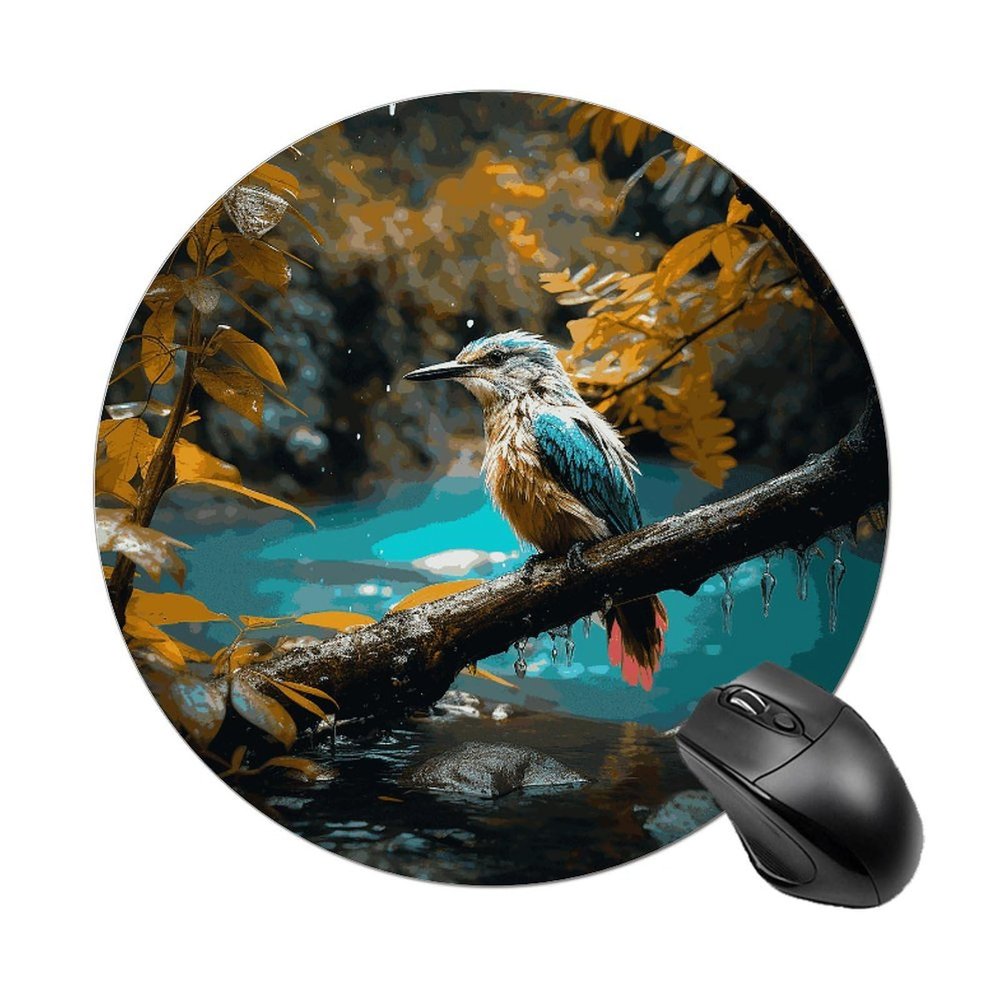 Relaxing Rain and Birds Sounds Mouse Pad-Funny Round Computer Mouse Mat,Mini Waterproof Non-Slip Mouse Pads for Home Office Decor Desk Accessories