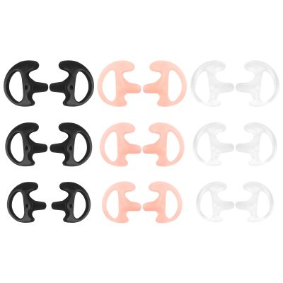 9-Pair Silicone Ear Molds for Two-Way Radio Acoustic Coil Tube Earpiece Left & Right Ear Replacement Compatible with Motorola Kenwood Baofeng Retevis (Clear, Black, Pink L/M/S 18pcs)