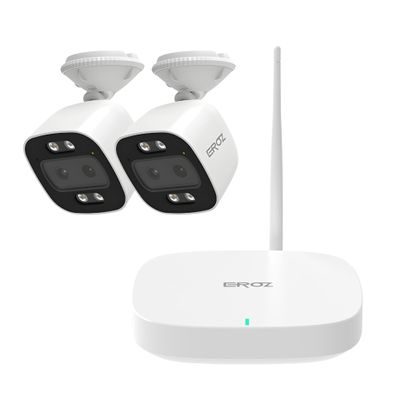 EROZ Vigil Duo AX + Mini Hub (2-Camera Bundle) | Wi-Fi 6 Smart Home Security System with 2K Dual-Lens AI Detection, Color Night Vision, Plug-in Power, Local Storage, No Monthly Fees, Weatherproof