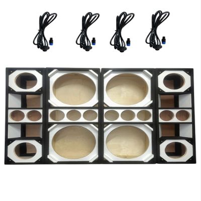12-Inch Brazilian Style Car Speaker Box, Dual Subwoofer Enclosure with Three 4-Inch Tweeter Slots, Vented Design (White)