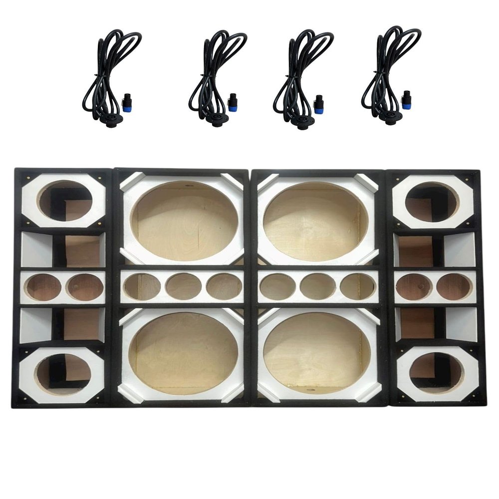 12-Inch Brazilian Style Car Speaker Box, Dual Subwoofer Enclosure with Three 4-Inch Tweeter Slots, Vented Design (White)