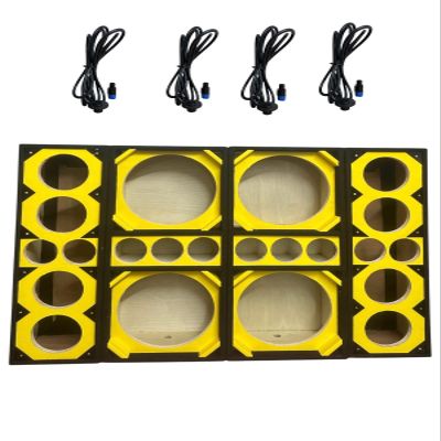 12-inch Brazilian Style Car Speaker Box, 2 Speaker Enclosure with 3 Tweeter Ports, Vented Design (Yellow)