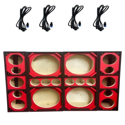 12" Brazilian Style Chuchera Speaker Box for Two 12" Speakers & Three 4" Tweeters Vented Enclosure for Car and Twon 3 Driver 2 Tweeter Box (red)
