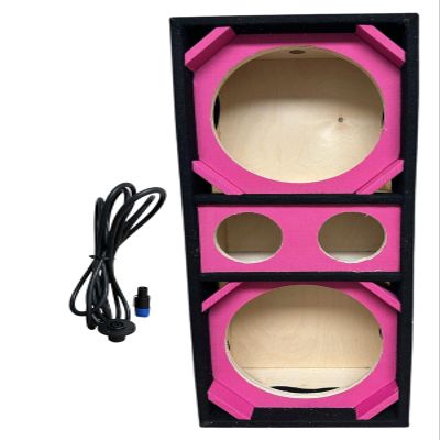 10" Brazilian Style Chuchera Speaker Box for Two 10" Speakers & Two 4" Tweeters Vented Enclosure for Car (Pink)