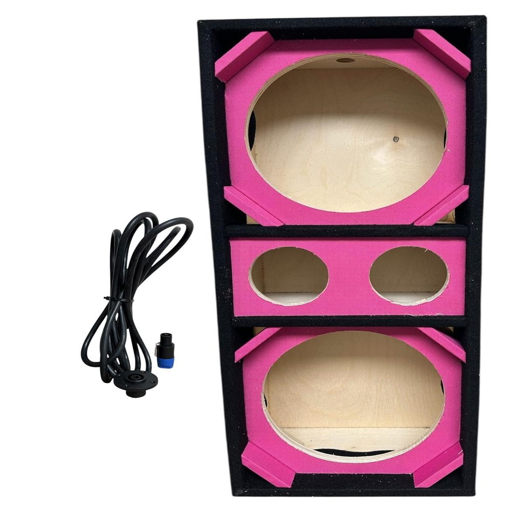 10" Brazilian Style Chuchera Speaker Box for Two 10" Speakers & Two 4" Tweeters Vented Enclosure for Car (Pink)
