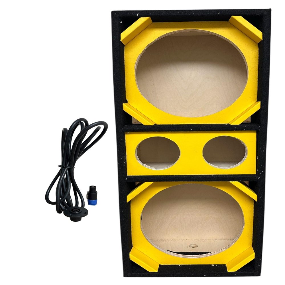 10" Brazilian Style Chuchera Speaker Box for Two 10" Speakers & Two 4" Tweeters Vented Enclosure for Car (Yellow)